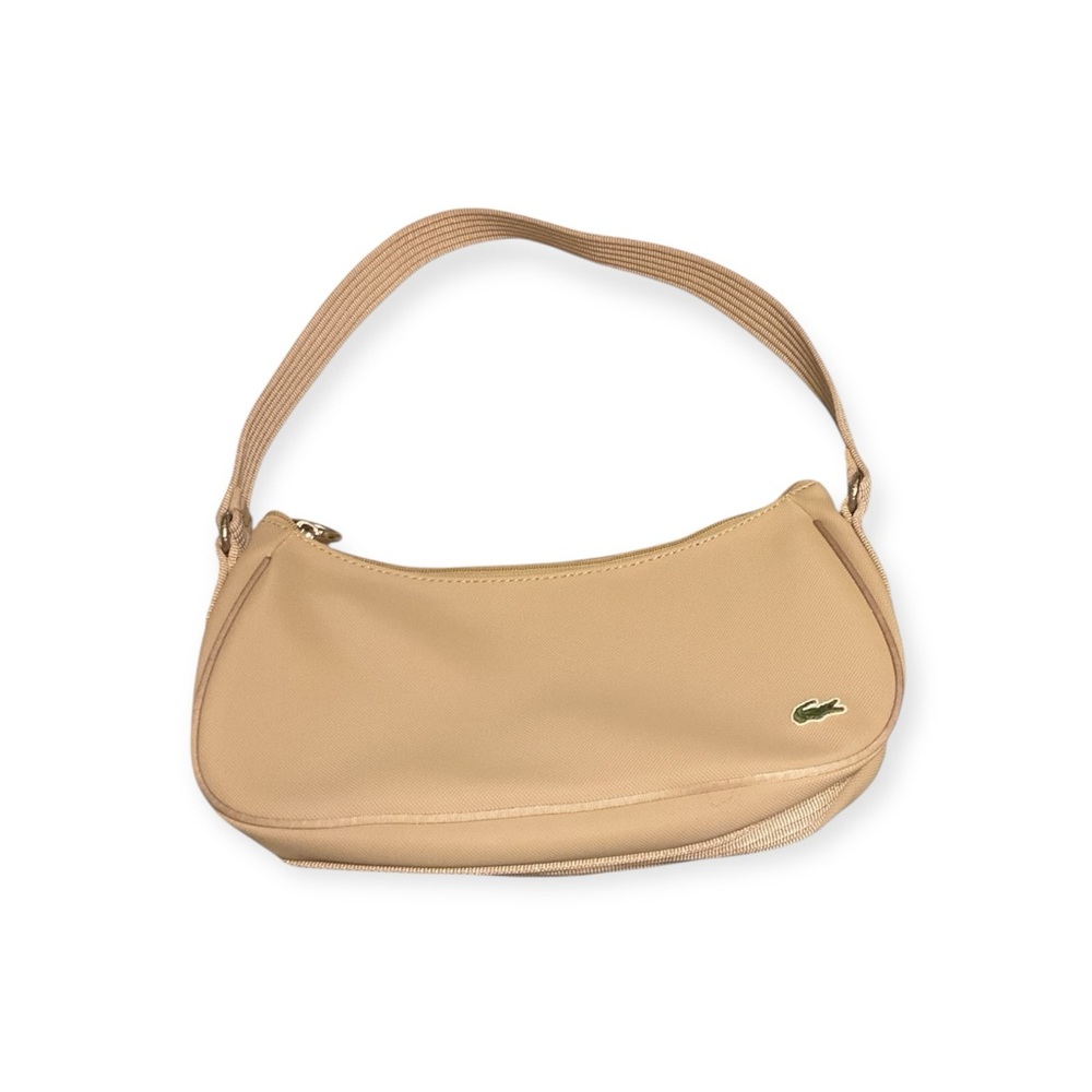 Women’s NWOT Lacoste Beige Shoulder‎ Bag with green and cream striped interior